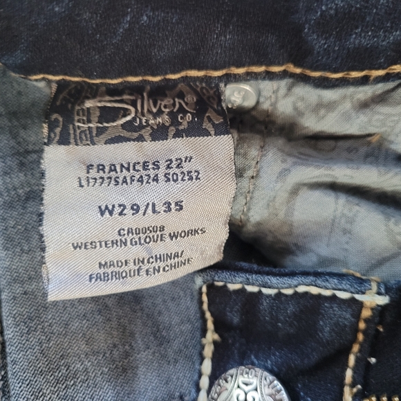 Women's Silver Frances 22" Bootcut Raw Jeans Darkwash NWOT - Picture 7 of 12